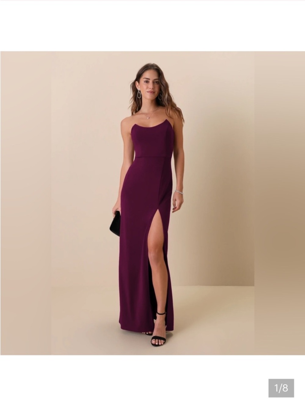 Lulu's One-Shoulder Plum Evening Dress with Thigh Slit